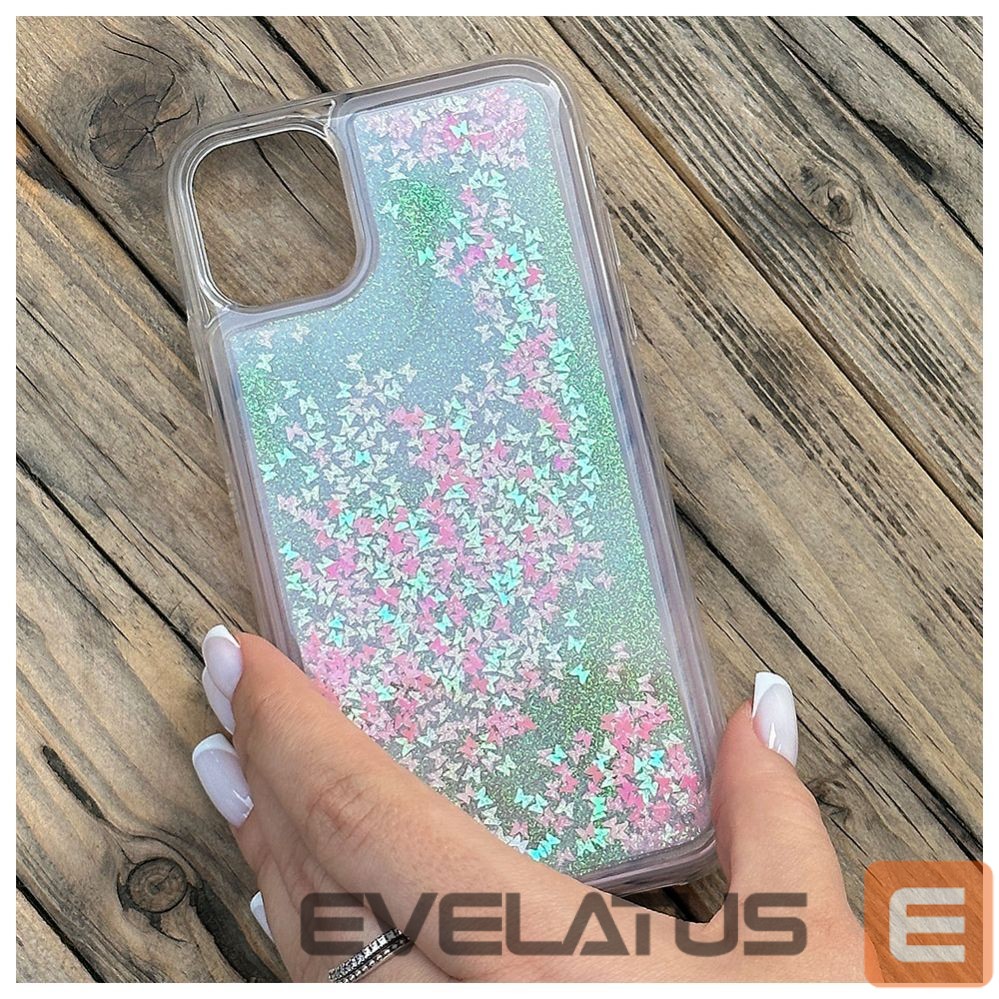 Back panel cover iLike Apple iPhone 11 Silicone Case Water Glitter Pink