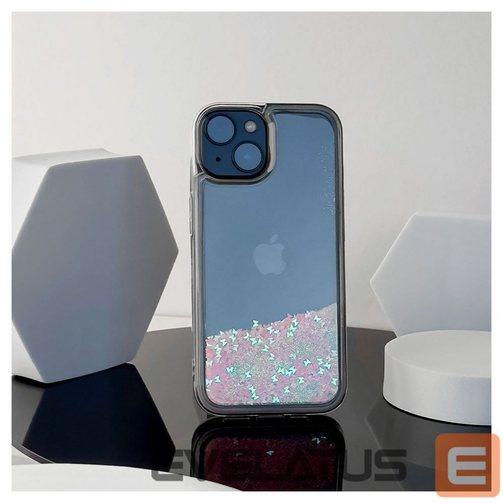 Back panel cover iLike Apple iPhone 14 Silicone Case Water Glitter Pink