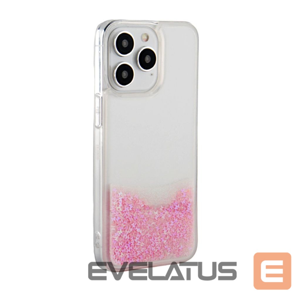 Back panel cover iLike Apple iPhone 15 Pro Silicone Case Water Glitter Pink