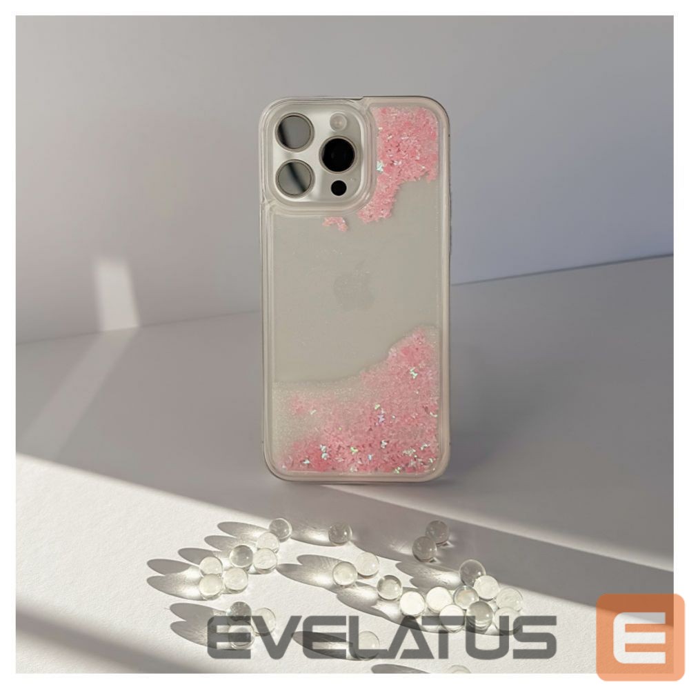 Back panel cover iLike Apple iPhone 15 Pro Max Silicone Case Water Glitter Pink
