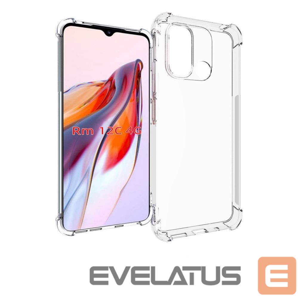 Back panel cover Evelatus Xiaomi Redmi 12C Military Shockproof Silicone Case Transparent Transparent