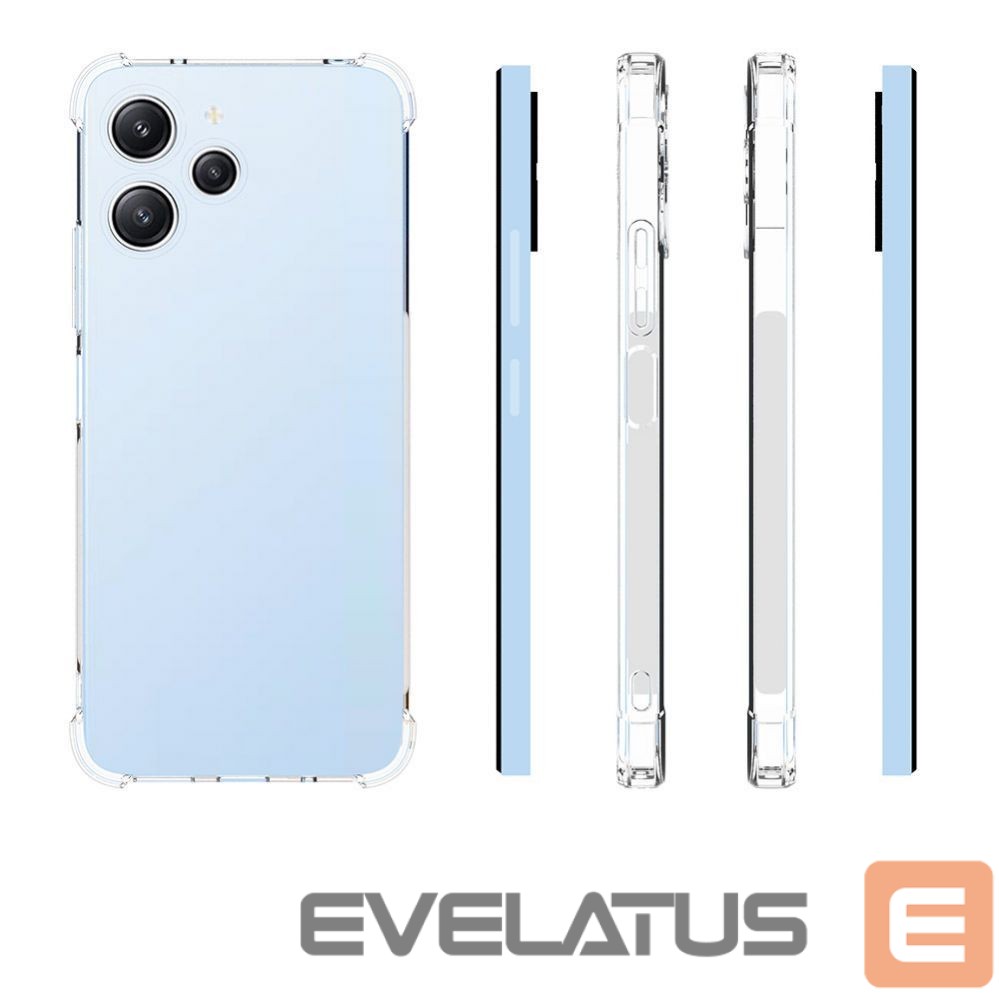 Back panel cover Evelatus Xiaomi Redmi 12 Military Shockproof Silicone Case Transparent Transparent