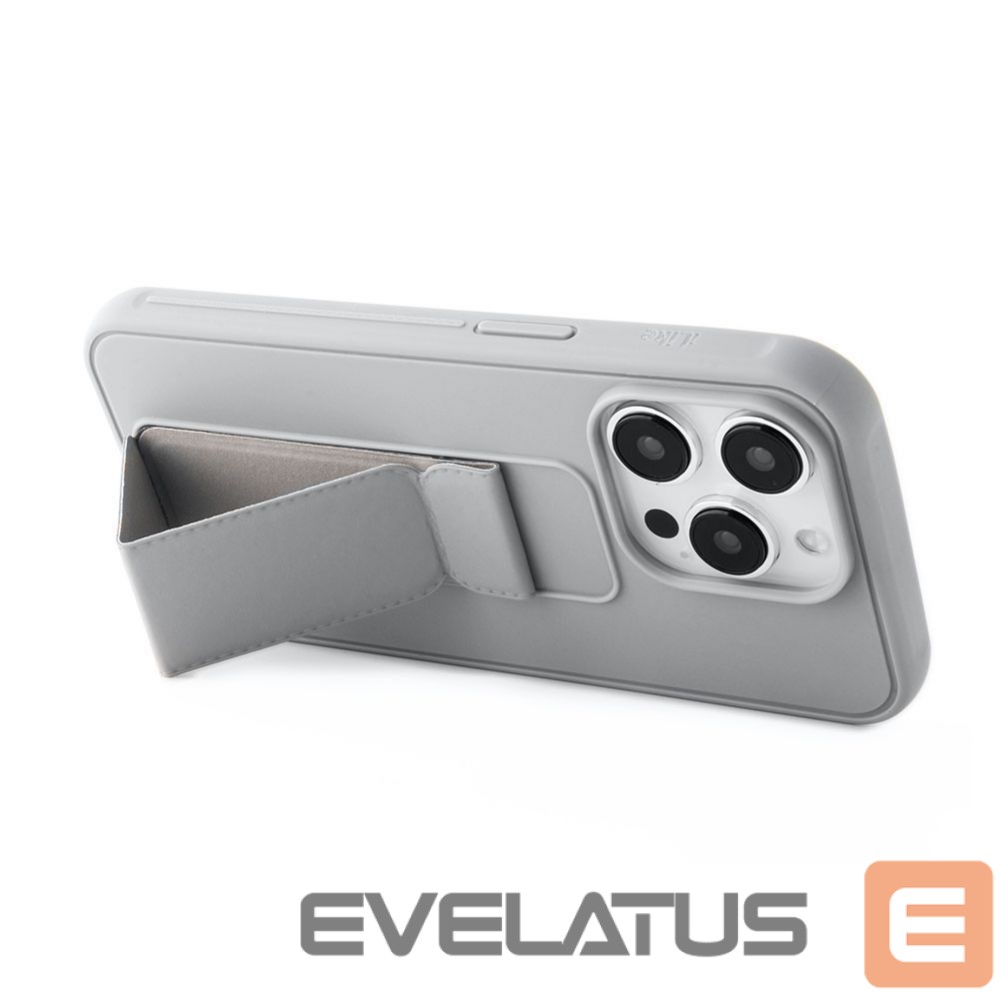 Back panel cover iLike Apple iPhone 15 Pro Silicone Case with stand Silver
