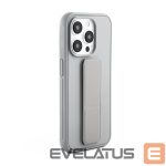 Back panel cover iLike Apple iPhone 15 Pro Silicone Case with stand Silver