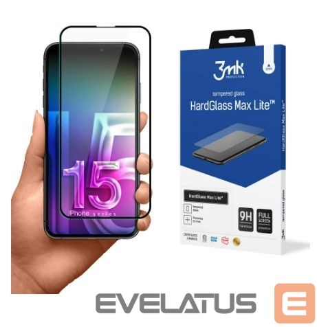 Protective glass 3MK Apple iPhone 15 Plus HardGlass Max Lite Black