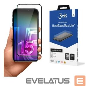 Protective glass 3MK Apple iPhone 15 Pro HardGlass Max Lite Black