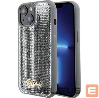 Back panel cover Guess - iPhone 15 HC SEQUIN SCRIPT METAL Silver