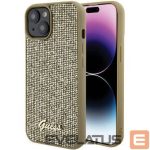 Back panel cover Guess Apple iPhone 15 HC PU DISCO SCRIPT METAL Gold