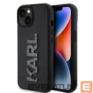 Back panel cover Karl Lagerfeld Apple iPhone 15 HC 3D LOGO GLITTER Black
