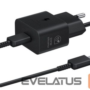 Adapter Samsung  USB-C 25W Travel Charger + USB-C Data Cable EP-T2510XBE Black