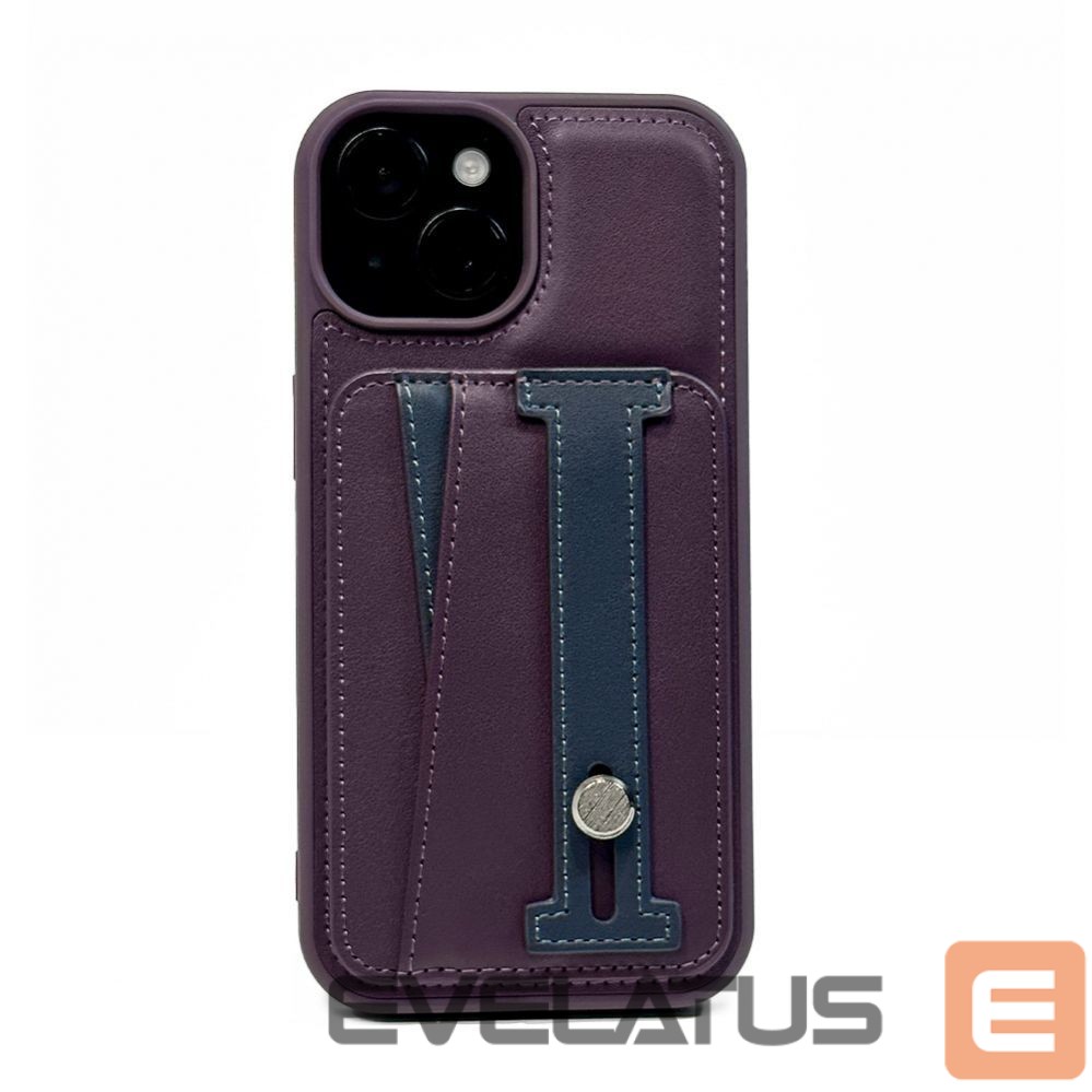 Back panel cover iLike Apple iPhone 15 Pro Max LEATHER POCKET STAND COVER Purple
