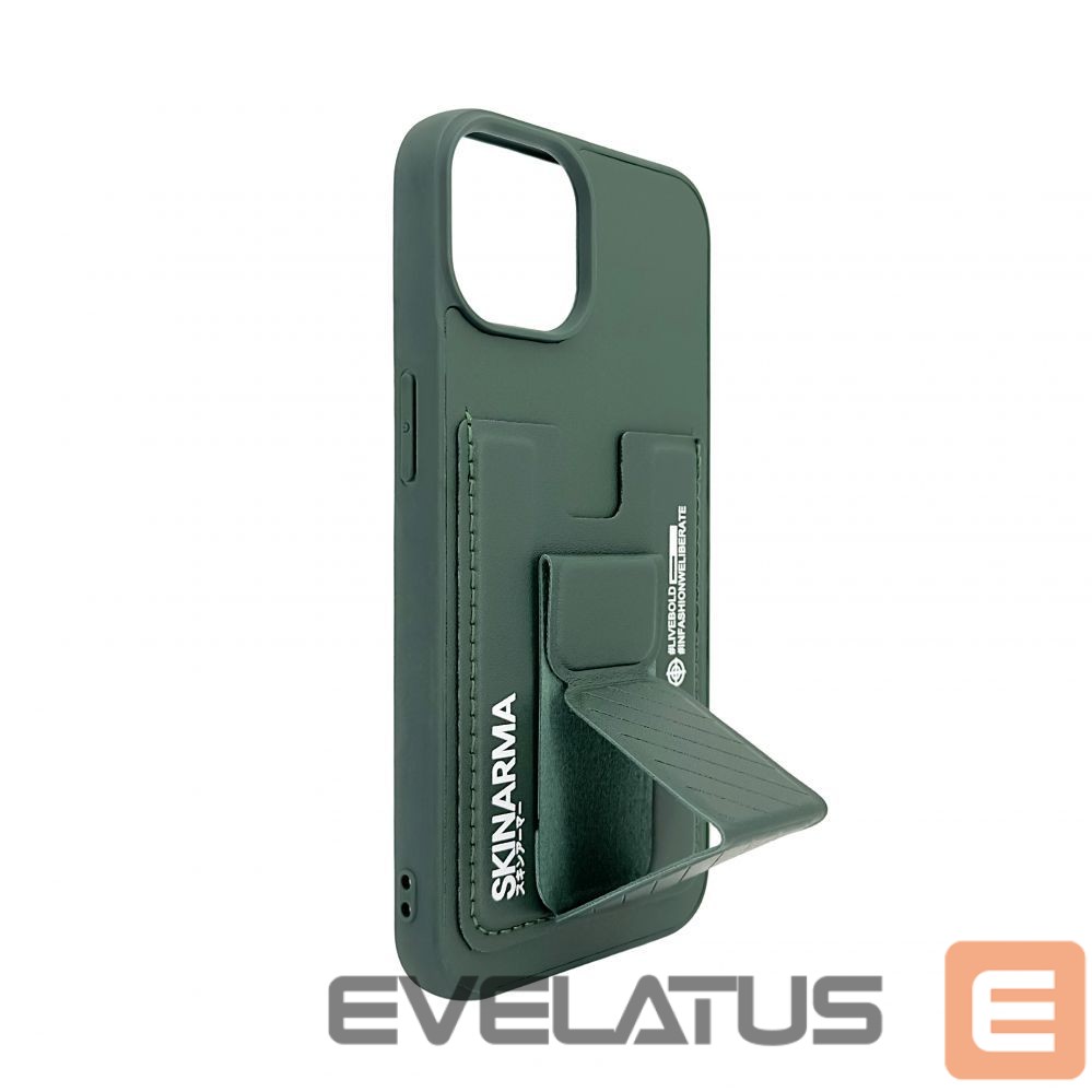 Back panel cover iLike Apple iPhone 15 LEATHER HIDDEN POCKET STAND COVER Green