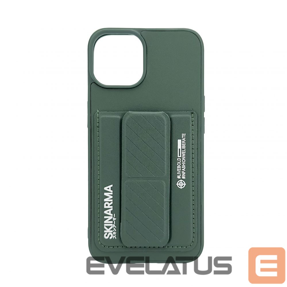 Back panel cover iLike Apple iPhone 15 LEATHER HIDDEN POCKET STAND COVER Green