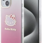 Back panel cover Hello Kitty Apple iPhone 15 6.1 hardcase IML Gradient Electrop Kitty Head Pink