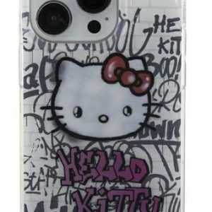 Back panel cover Hello Kitty Apple iPhone 15 6.1 hardcase IML Kitty On Bricks Graffit White