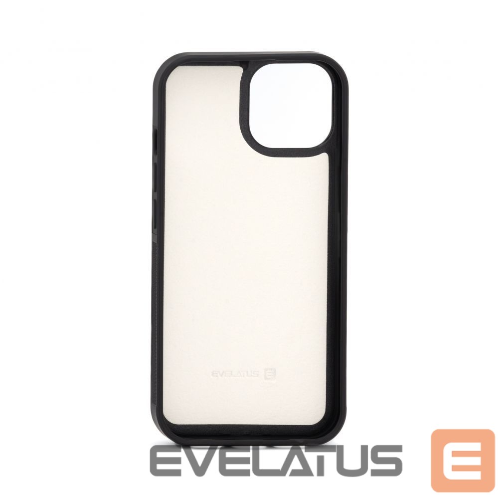 Back panel cover Evelatus Apple iPhone 15 Leather Case Zipper Design Flower White