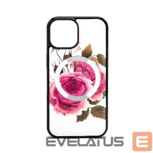 Back panel cover Evelatus Apple iPhone 15 Leather Case Zipper Design Flower White