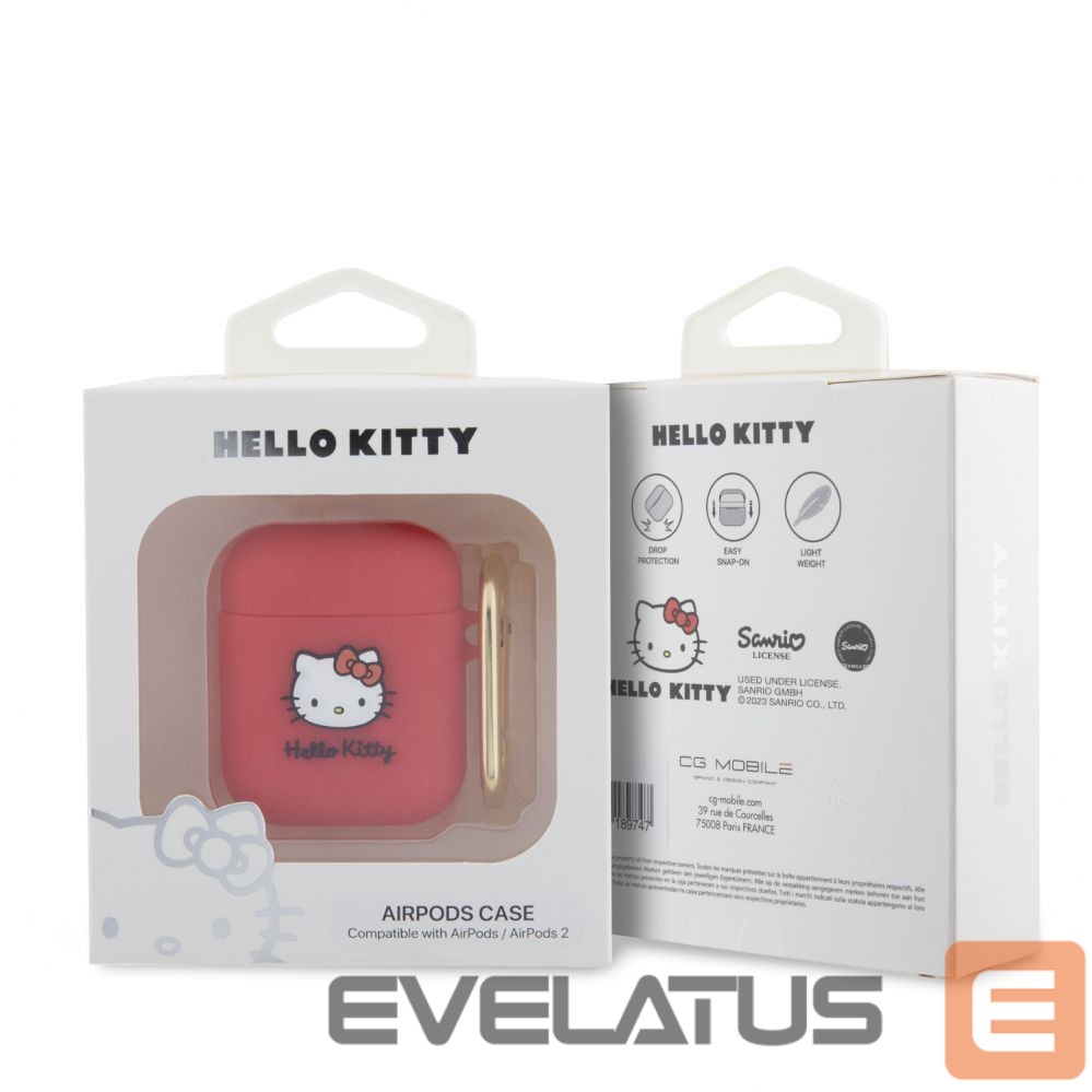 Headphone case Hello Kitty Apple Airpods 1/2 cover Silicone 3D Kitty Head Red