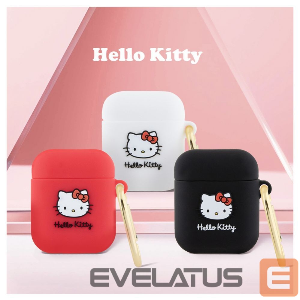Headphone case Hello Kitty Apple Airpods 1/2 cover Silicone 3D Kitty Head Red