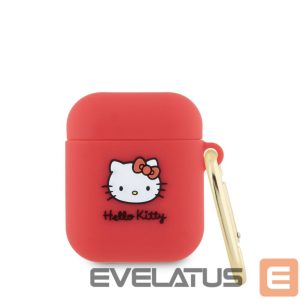 Headphone case Hello Kitty Apple Airpods 1/2 cover Silicone 3D Kitty Head Red