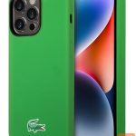 Back panel cover Lacoste Apple iPhone 15 6.1 Liquid Silicone Microfiber Croc Logo Magsafe Back Cover Green