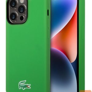 Back panel cover Lacoste Apple iPhone 15 6.1 Liquid Silicone Microfiber Croc Logo Magsafe Back Cover Green