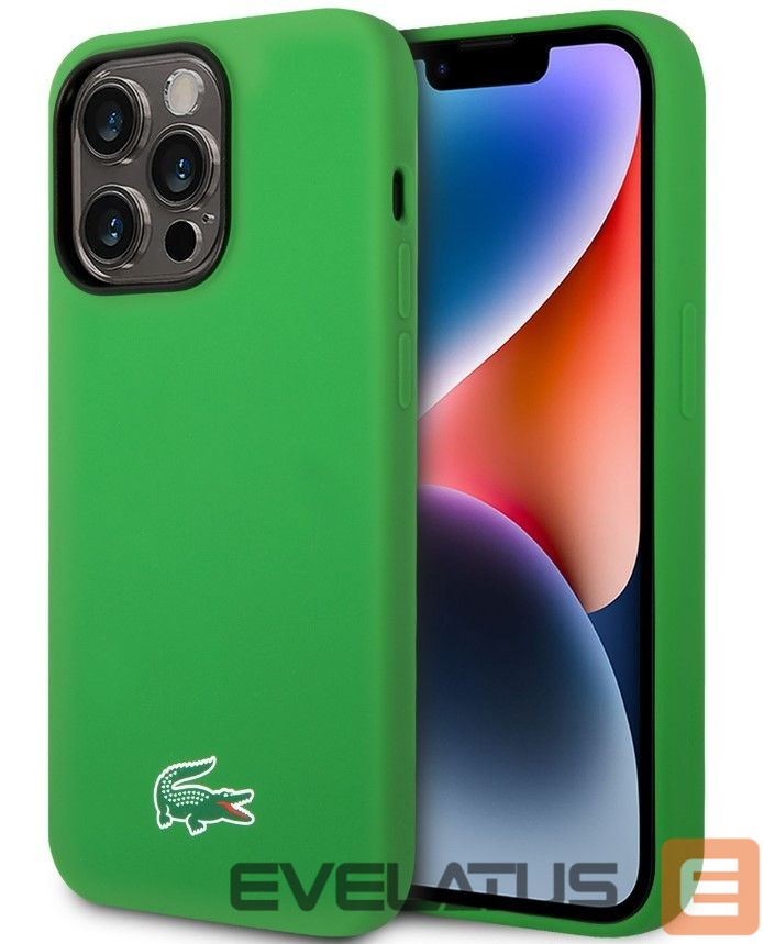 Back panel cover Lacoste Apple iPhone 15 6.1 Liquid Silicone Microfiber Croc Logo Magsafe Back Cover Green