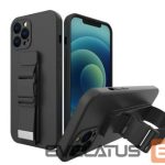 Back panel cover Wozinsky Samsung Galaxy A52s 5G / A52 5G / A52 4G case Gel Lanyard with Chain Purse Lanyard Black