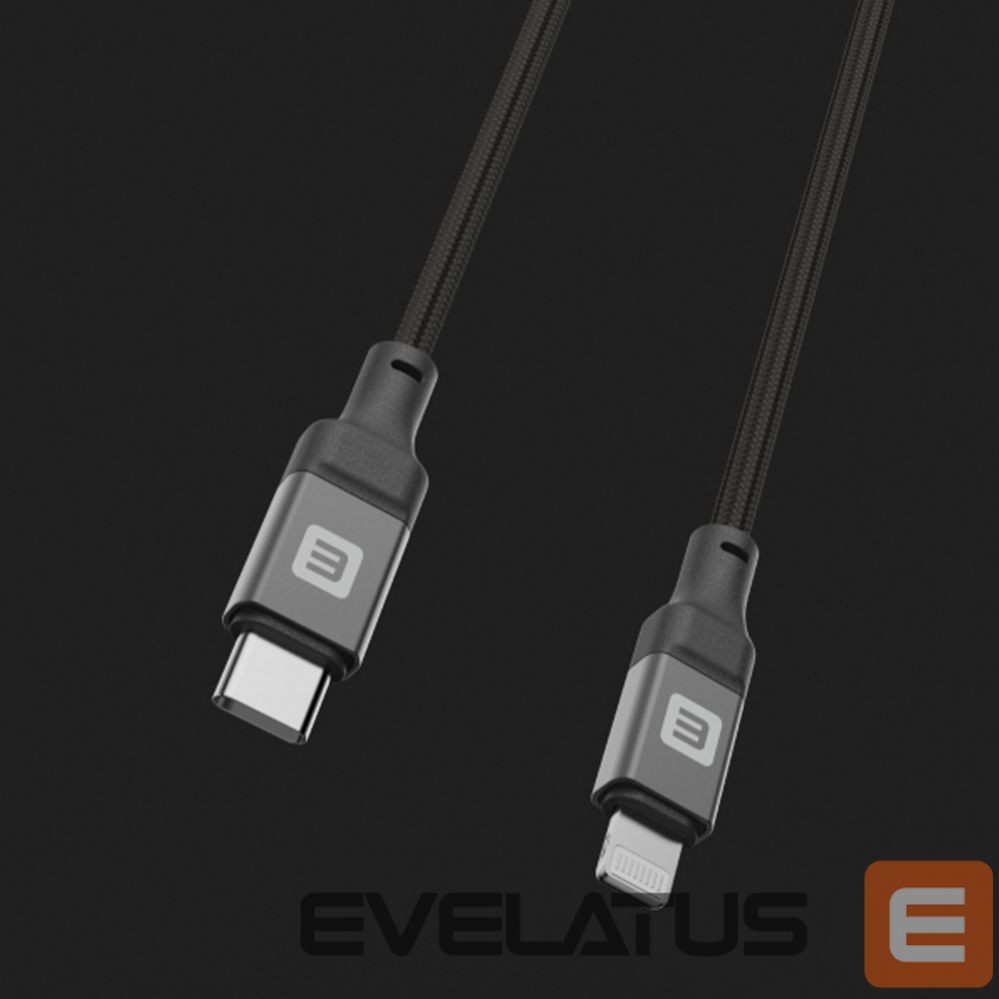 Cable Evelatus Evelatus USB C to Lightning Cable 1.2M 60W (MFI09) Aluminum housing braiding Black