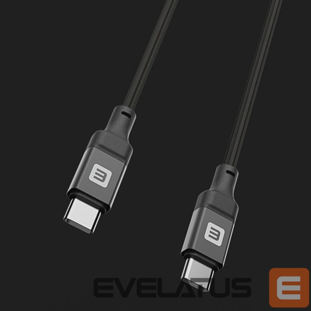 Cable Evelatus Evelatus USB C to C Cable 2M 60W / 20V3A Aluminum housing braiding Black