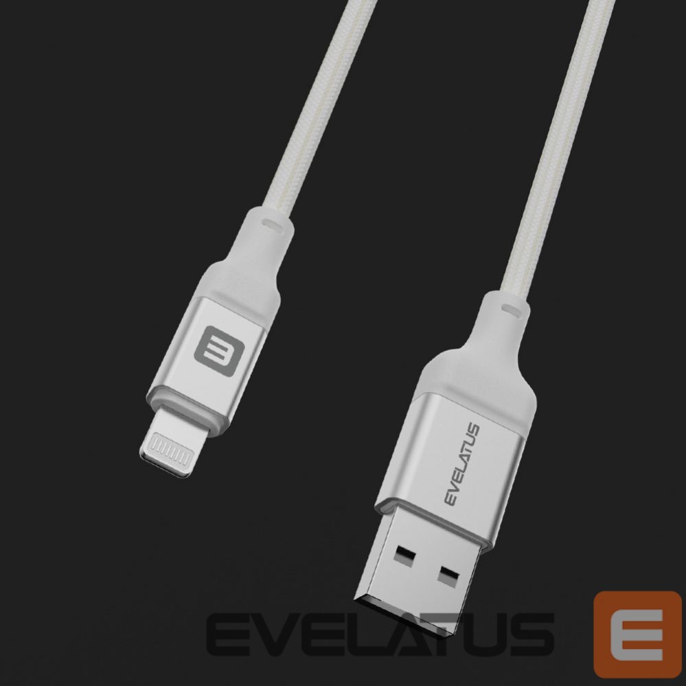 Cable Evelatus Evelatus USB A to Lightning, Cable 1.2M (MFI11CL) Aluminum housing braiding White
