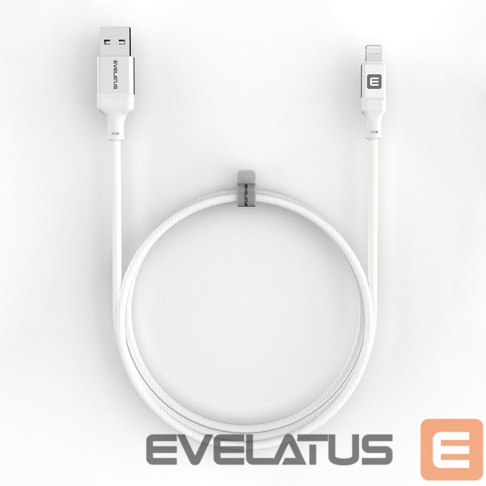 Cable Evelatus Evelatus USB A to Lightning, Cable 1.2M (MFI11CL) Aluminum housing braiding White