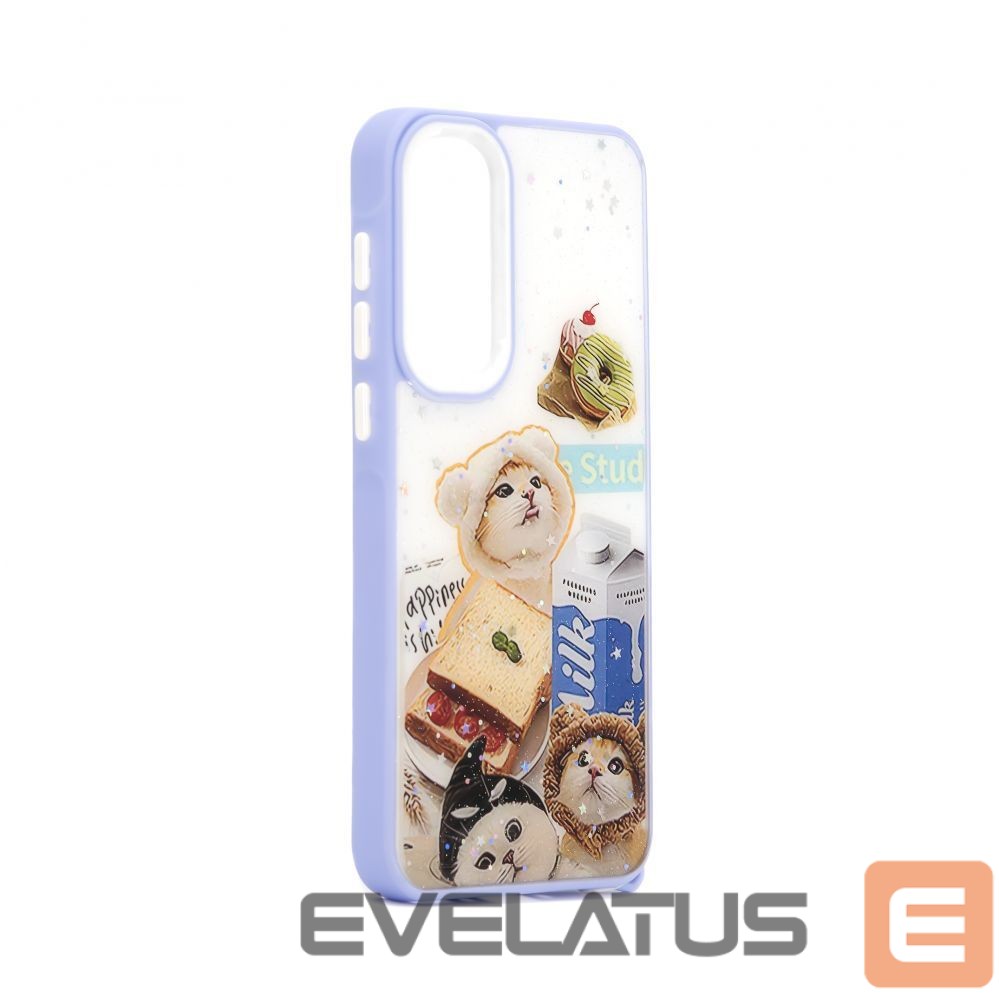 Back panel cover iLike Samsung Galaxy A55 EPOXY CARTOON COVER White Blue