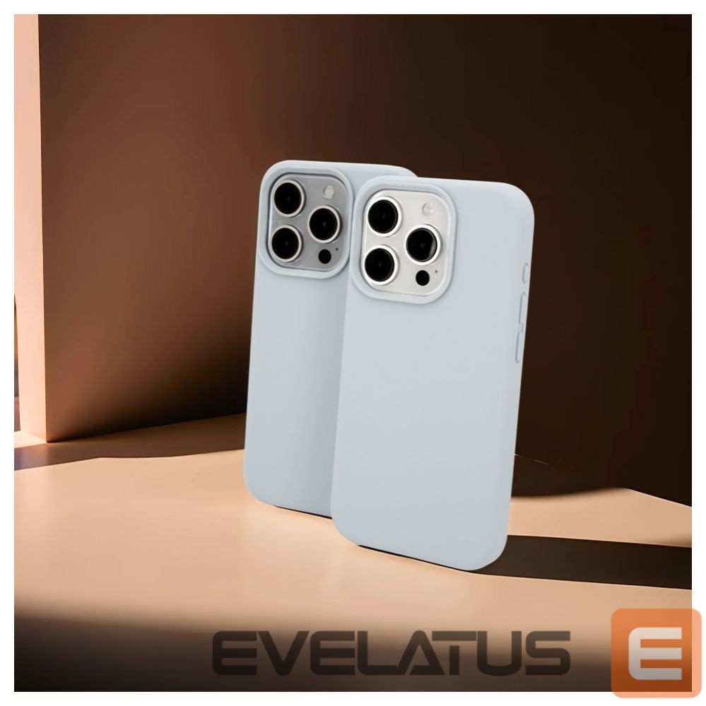 Back panel cover Evelatus Apple iPhone 15 Pro Premium Magsafe Soft Touch Silicone Case New Function Grey Blue