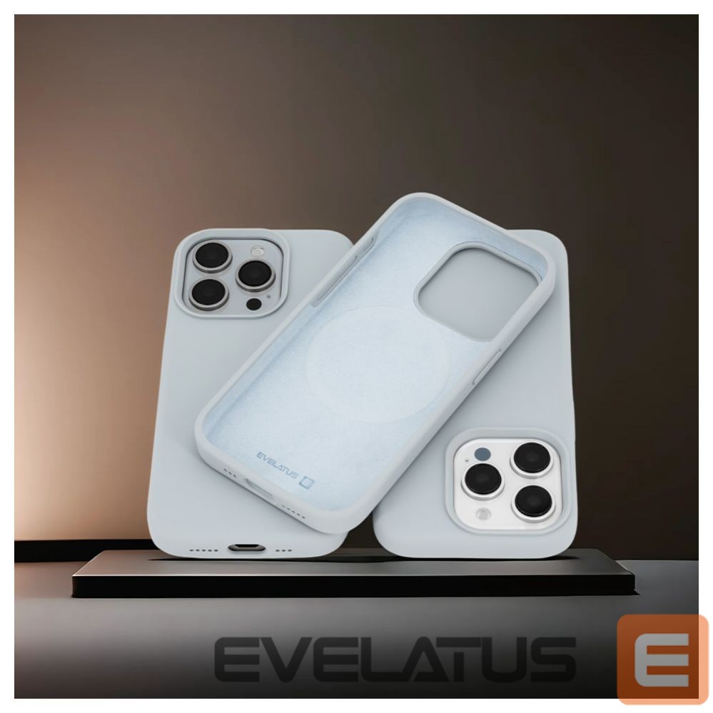 Back panel cover Evelatus Apple iPhone 15 Pro Premium Magsafe Soft Touch Silicone Case New Function Grey Blue