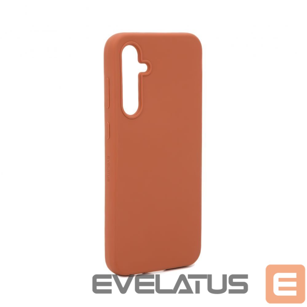 Back panel cover Evelatus Samsung Galaxy S23 FE Premium Soft Touch Silicone Case Saddle Brown