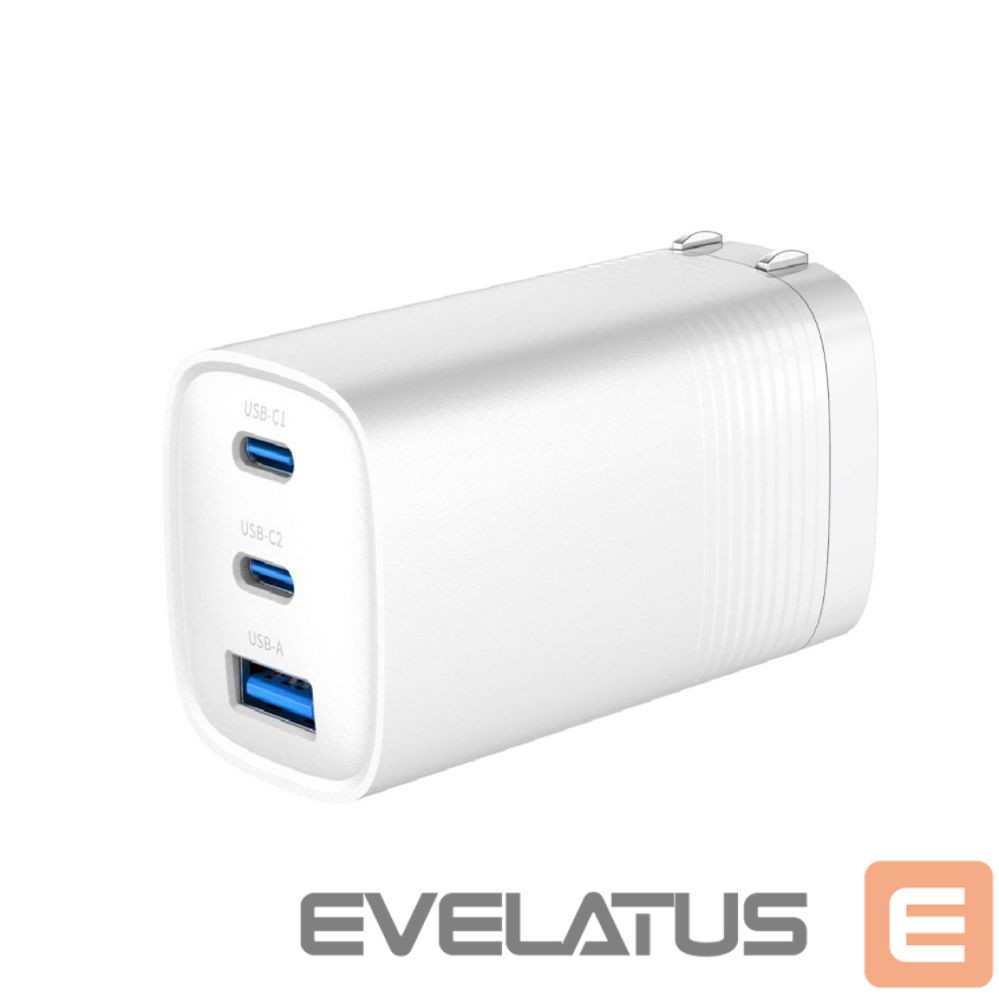 Adapter Evelatus 65W Max Fast Charger CN USB-C1/USB-C1/USB-A White