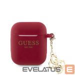 Back panel cover Guess Apple Airpods 1/2 Case Silicone Classic Logo Gold With 4G Charm Magenta