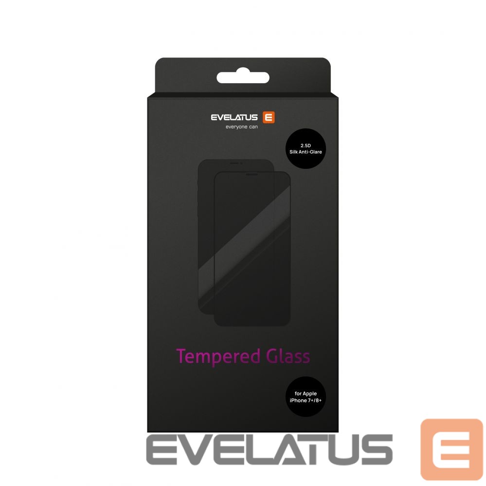 Protective glass Evelatus Apple Apple iPhone 7 plus/8 Plus Matte 2.5D Silk Cover Japan Glue Glass Anti-Static