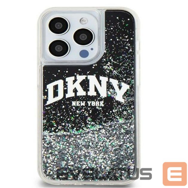 Back panel cover DKNY Apple iPhone 15 Pro 6.1 hardcase Liquid Glitter Big Logo Black