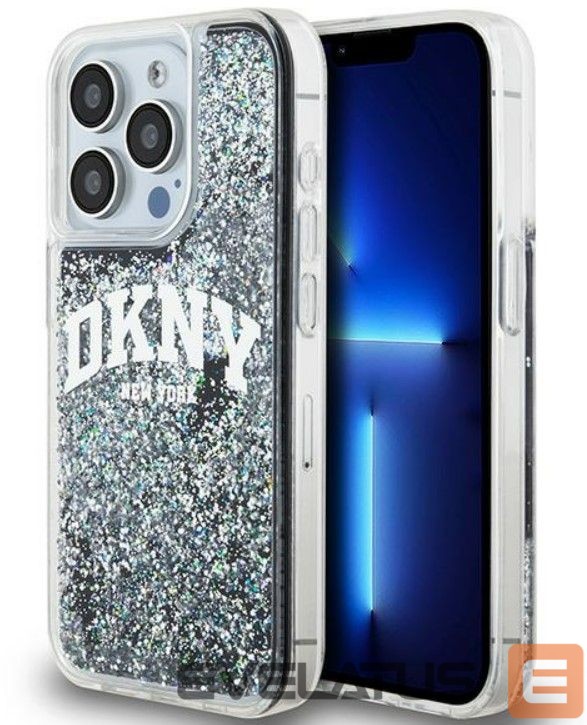 Back panel cover DKNY Apple iPhone 15 Pro 6.1 hardcase Liquid Glitter Big Logo Black