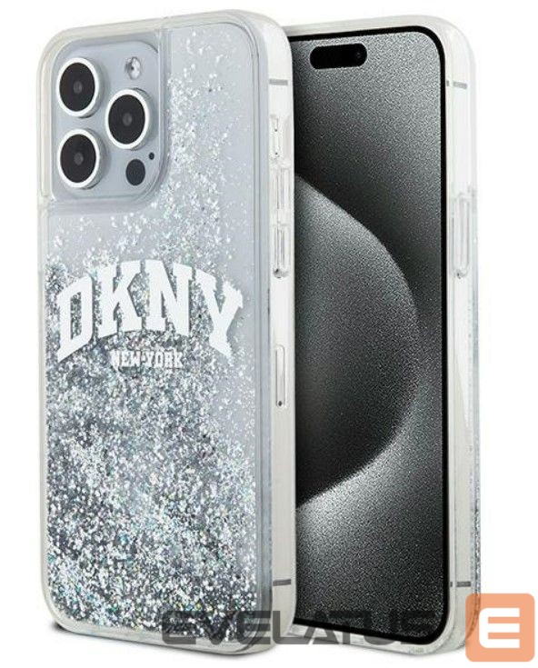Back panel cover DKNY Apple iPhone 15 Pro 6.1 hardcase Liquid Glitter Big Logo Black