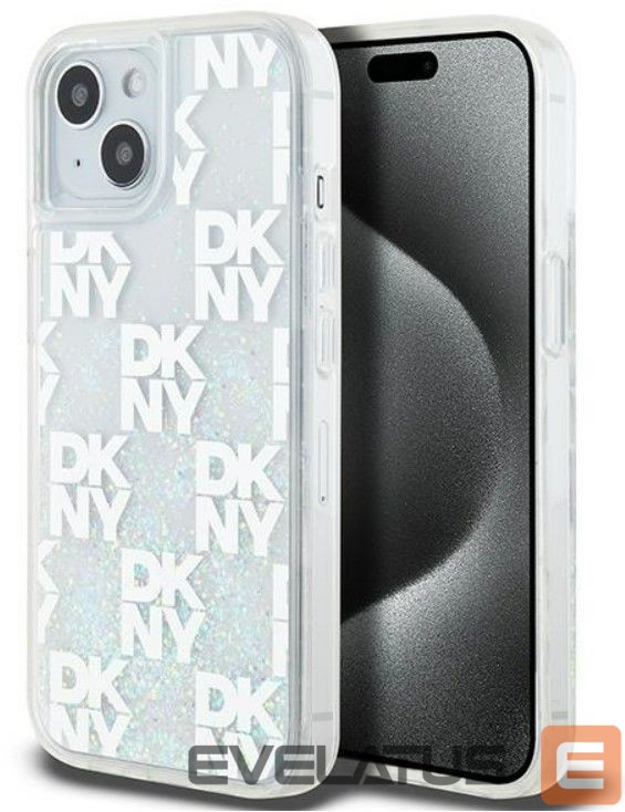 Back panel cover DKNY Apple iPhone 15 hardcase Liquid Glitter Multilogo White