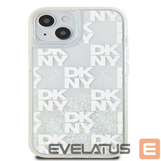 Back panel cover DKNY Apple iPhone 15 hardcase Liquid Glitter Multilogo White