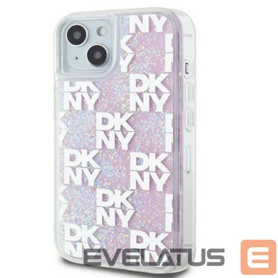 Back panel cover DKNY Apple iPhone 15 hardcase Liquid Glitter Multilogo Pink