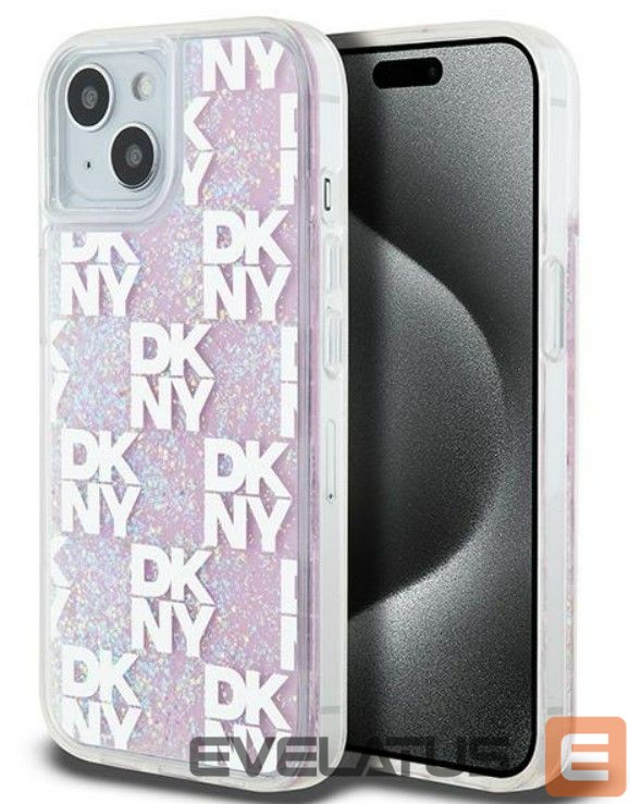 Back panel cover DKNY Apple iPhone 15 hardcase Liquid Glitter Multilogo Pink