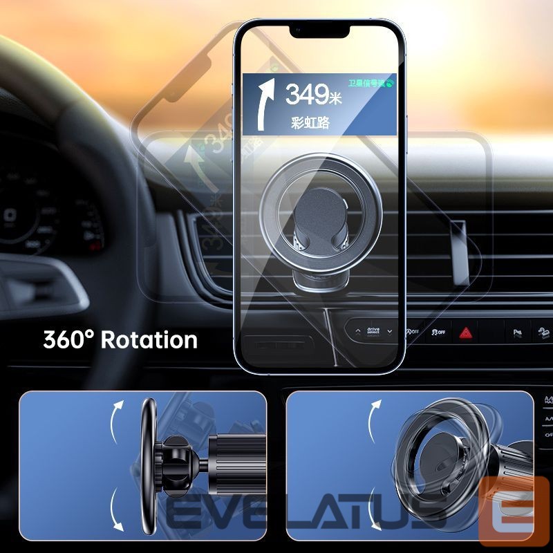 Auto holder iLike C61 Metal Car Air Vent Screw Fix Universal Magnetic magsafe Ring size Smartphone adjustable holder Black