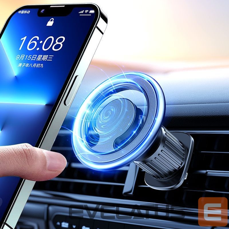 Auto holder iLike C61 Metal Car Air Vent Screw Fix Universal Magnetic magsafe Ring size Smartphone adjustable holder Black