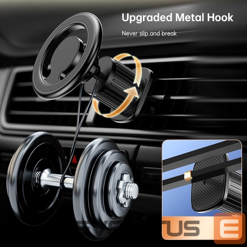 Auto holder iLike C61 Metal Car Air Vent Screw Fix Universal Magnetic magsafe Ring size Smartphone adjustable holder Black
