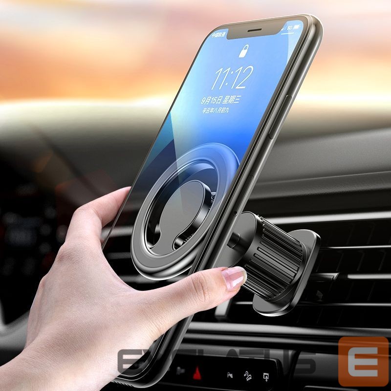 Auto holder iLike C61 Metal Car Air Vent Screw Fix Universal Magnetic magsafe Ring size Smartphone adjustable holder Black